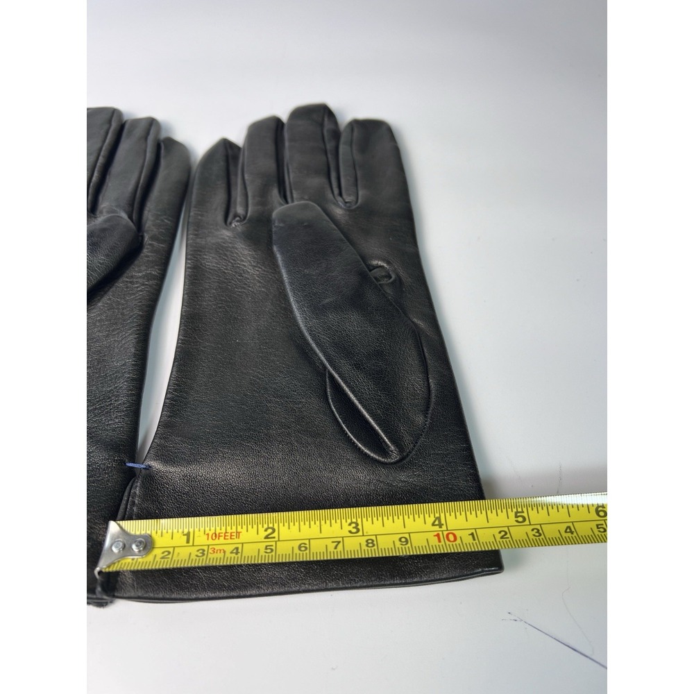 Vintage Mens Black Leather Lined Dress Gloves Size 9.5 Three Stitch Detail - Picture 6 of 6
